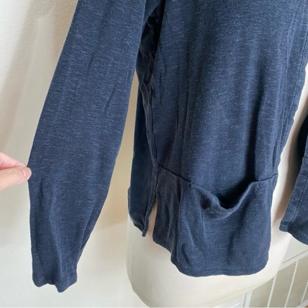 J. Jill Women's Navy Blue Tencel Linen Open Boxy Soft Cardigan Size XSP Coastal